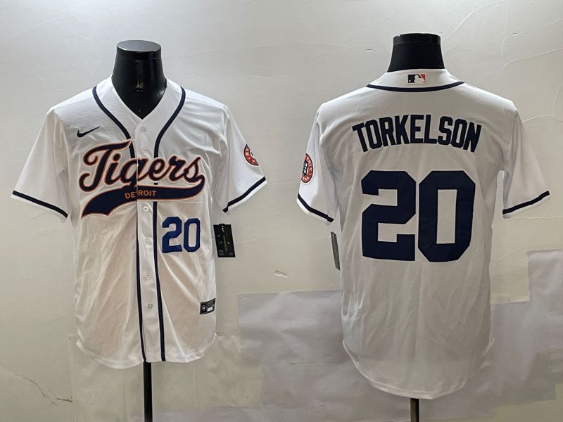 Men Detroit Tigers #20 Torkelson White Jointly Name 2025 Nike MLB Jersey style 2